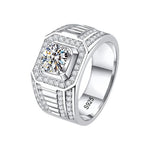 Men's Sterling Silver Moissanite Wedding Ring - GRA Certified - Ornalux