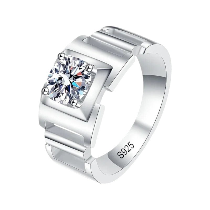 D Color Moissanite Ring 1ct Men's Band - Ornalux