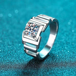 D Color Moissanite Ring 1ct Men's Band - Ornalux