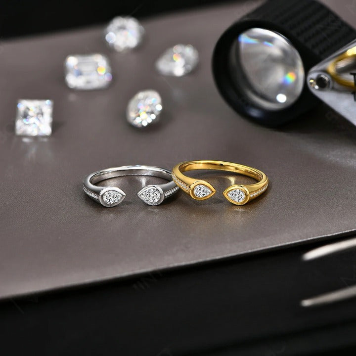 1Cttw Pear Cut Moissanite Diamond Ring - Wedding Jewelry - Ornalux