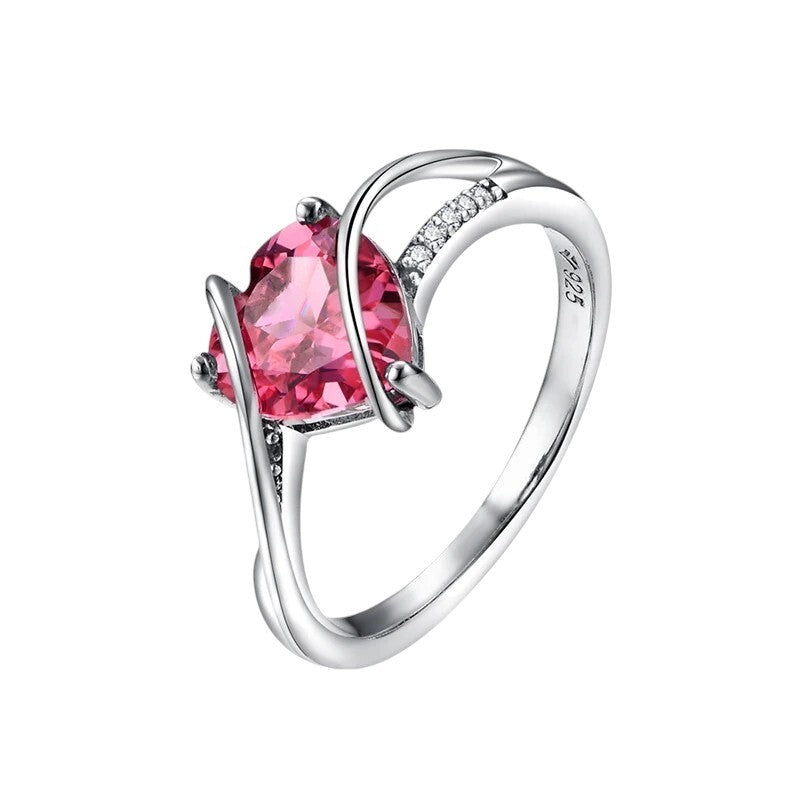 Luxury Heart Ruby Engagement Ring - Fine S925 Silver - Ornalux