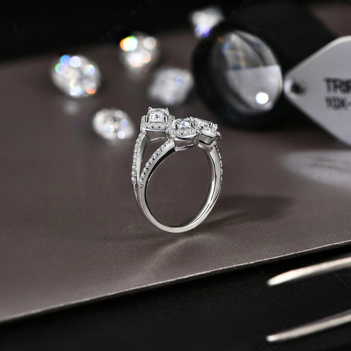 Three Stone Moissanite Ring For Women - Ornalux