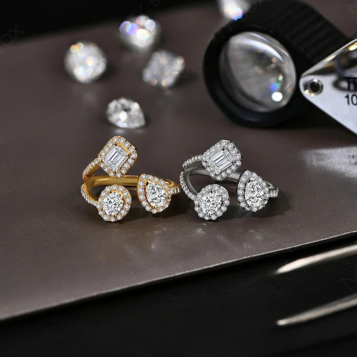 Three Stone Moissanite Ring For Women - Ornalux