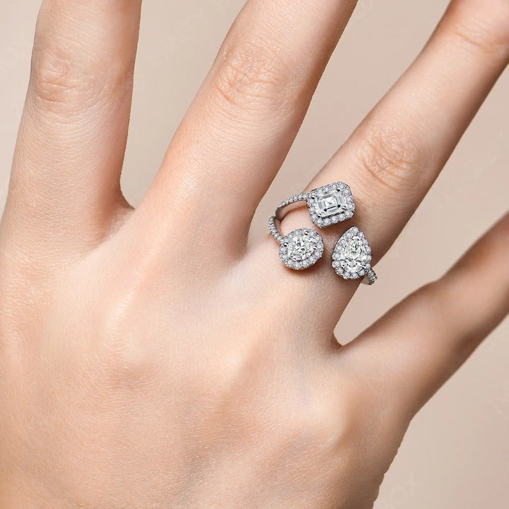 Three Stone Moissanite Ring For Women - Ornalux