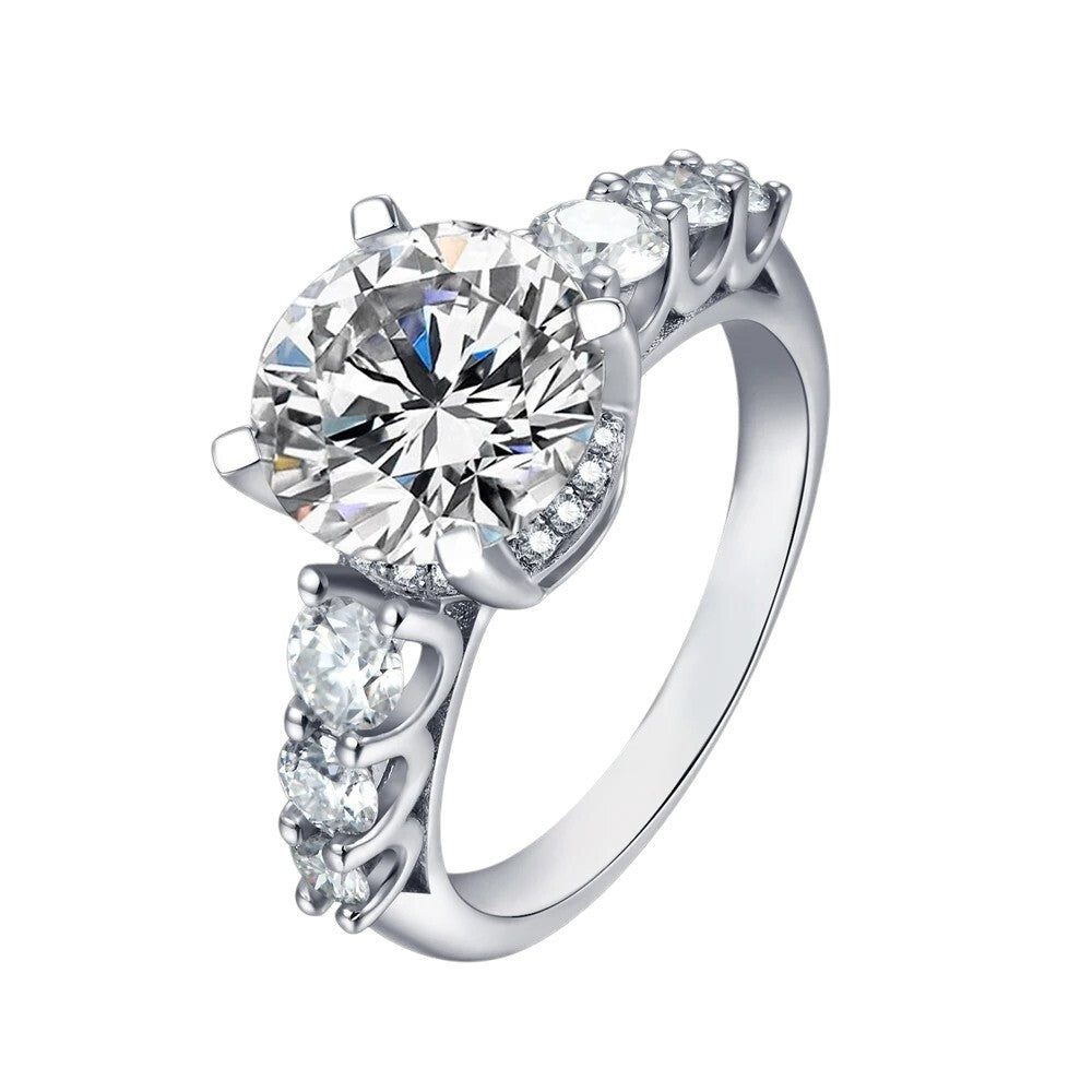 3.0Ct D Color Moissanite Engagement Ring - Solid S925 Silver - Ornalux