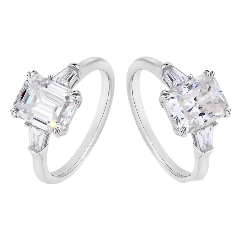 Luxury 3CT Radiant/Emerald Cut Moissanite Diamond Ring - Ornalux