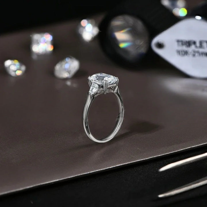 Luxury 3CT Radiant/Emerald Cut Moissanite Diamond Ring - Ornalux