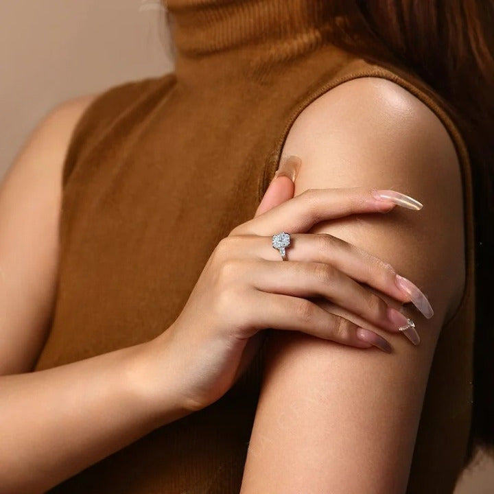 Luxury 3CT Radiant/Emerald Cut Moissanite Diamond Ring - Ornalux