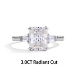 Luxury 3CT Radiant/Emerald Cut Moissanite Diamond Ring - Ornalux