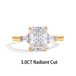 Luxury 3CT Radiant/Emerald Cut Moissanite Diamond Ring - Ornalux
