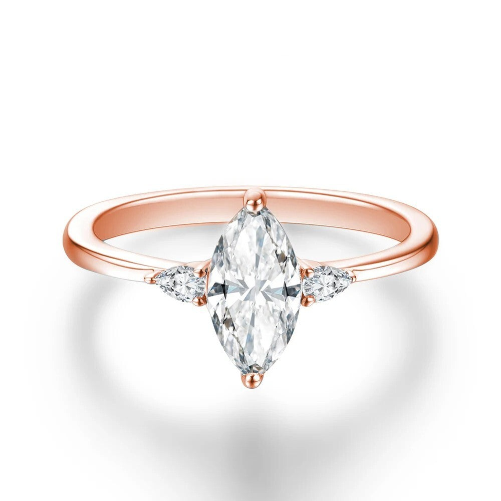 1Ct Marquise Cut Moissanite Ring - Anniversary Jewelry - Ornalux