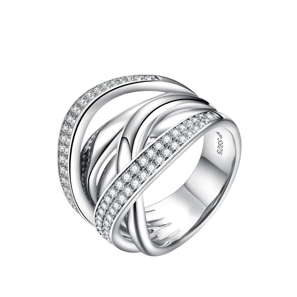 D Color VVS1 Diamond Crossover Moissanite Ring - Ornalux