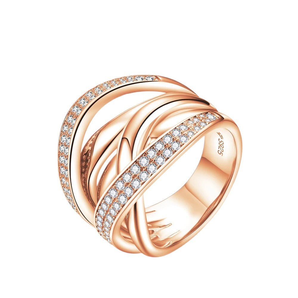 D Color VVS1 Diamond Crossover Moissanite Ring - Ornalux