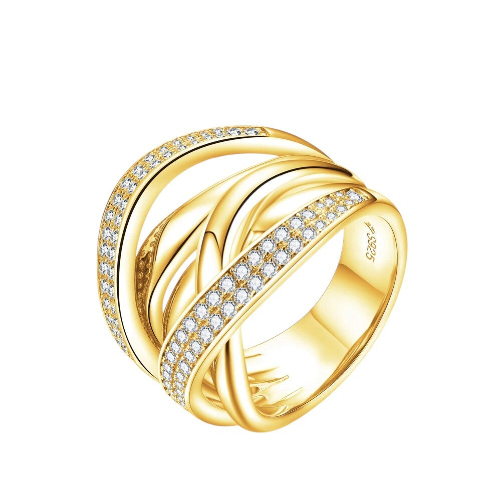 D Color VVS1 Diamond Crossover Moissanite Ring - Ornalux