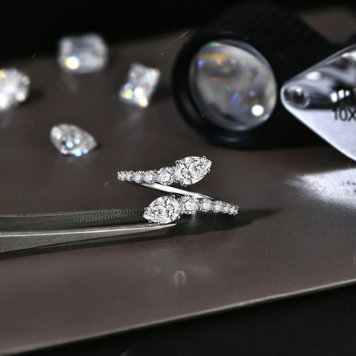 Snake Shape Moissanite Wedding Ring - Pear Cut - Ornalux
