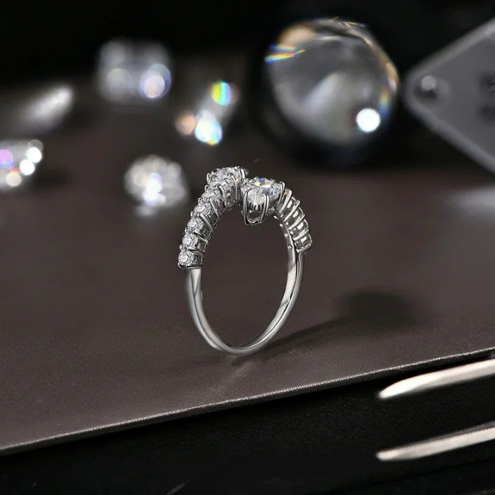 Snake Shape Moissanite Wedding Ring - Pear Cut - Ornalux