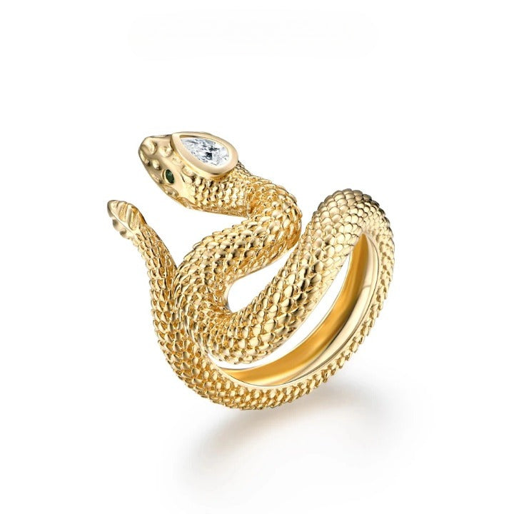 Moissanite Pear Cut Snake Ring - D VVS1 Color, Trendy Gift - Ornalux