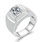 Men's Sterling Silver Moissanite Diamond Ring - 3Ct D Color - Ornalux