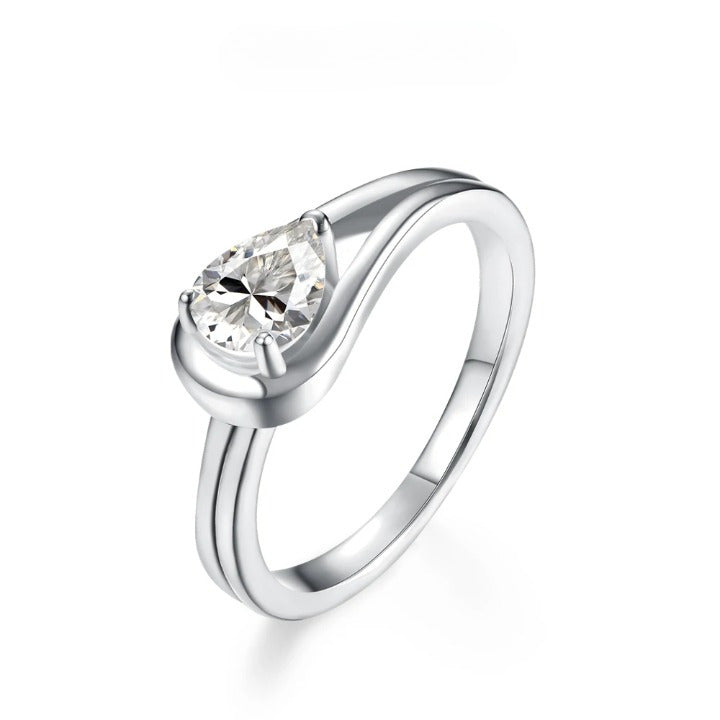 Pear Cut Moissanite Engagement Hug Ring - Ornalux