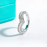 Certified Moissanite Ring V Shape Wedding Band - Ornalux