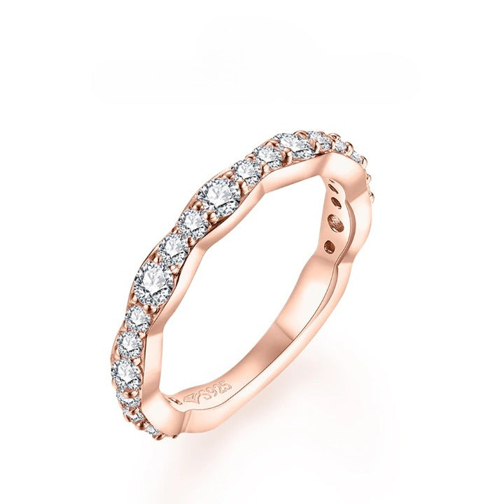 Fashion Moissanite Wedding Band Ring - S925 Silver - Ornalux