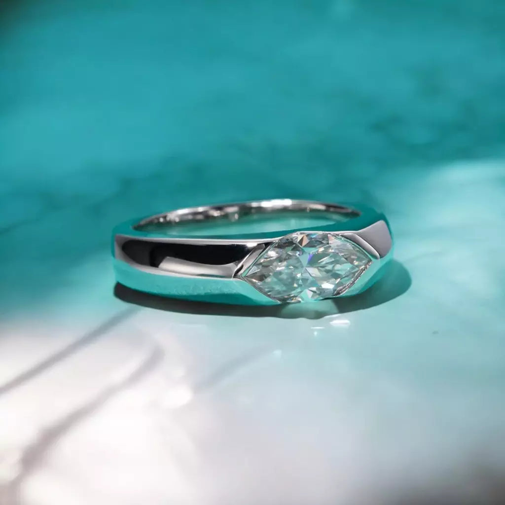 1ct D Color Moissanite Marquise Cut Engagement Ring - Ornalux