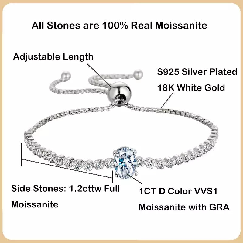Sparkling 1.7CT Moissanite Tennis Bracelet S925 - Ornalux