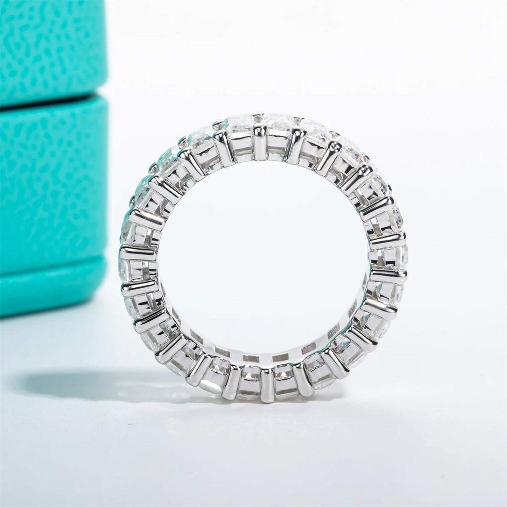 8.1cttw Emerald Cut Moissanite Ring Eternity Bands - Ornalux