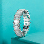 8.1cttw Emerald Cut Moissanite Ring Eternity Bands - Ornalux