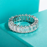 8.1cttw Emerald Cut Moissanite Ring Eternity Bands - Ornalux