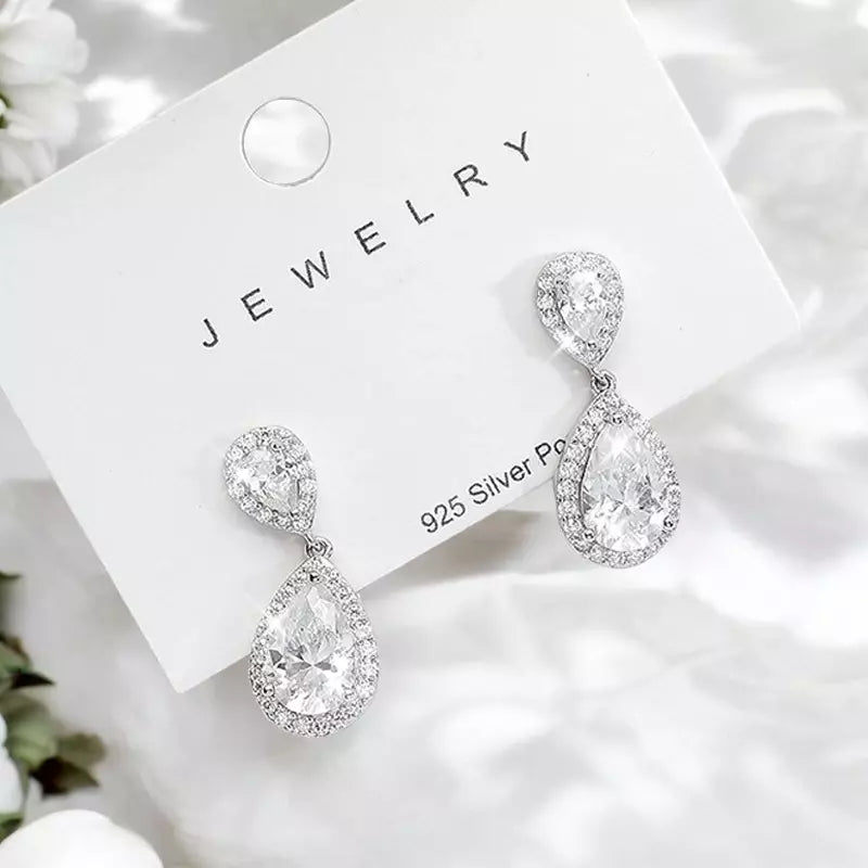 4.17Cttw Pear Cut Moissanite Drop Earrings - Ornalux