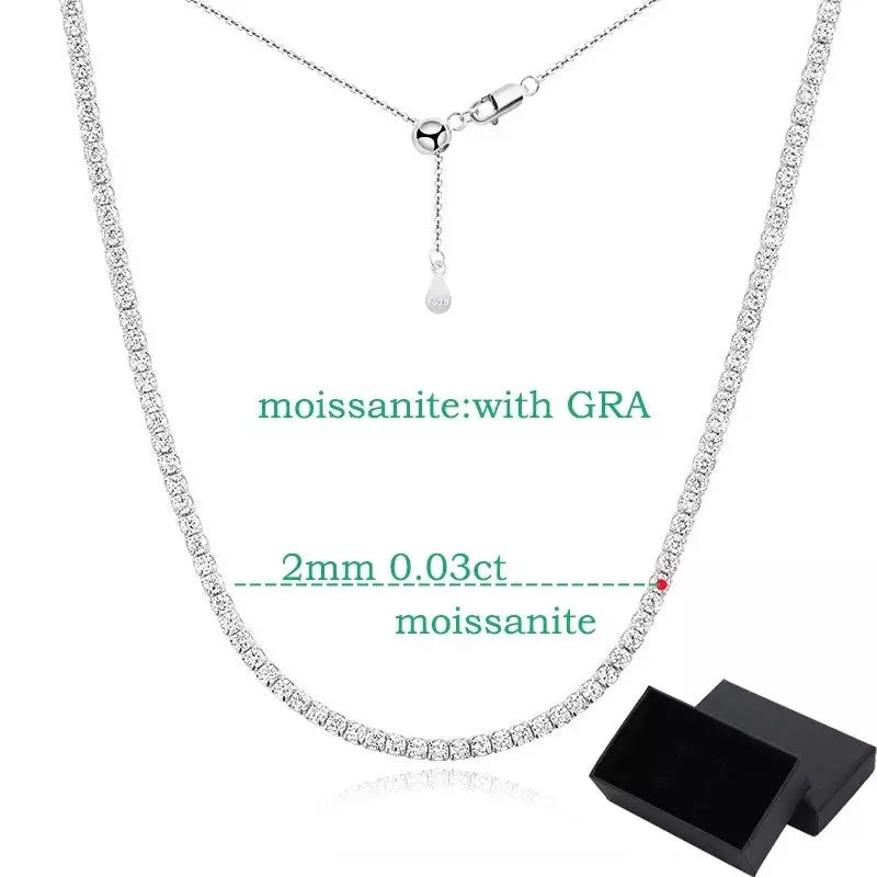 Moissanite Tennis Necklace - Adjustable Choker Chain - Ornalux