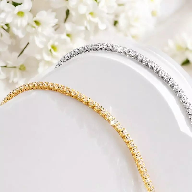 Moissanite Tennis Necklace - Adjustable Choker Chain - Ornalux