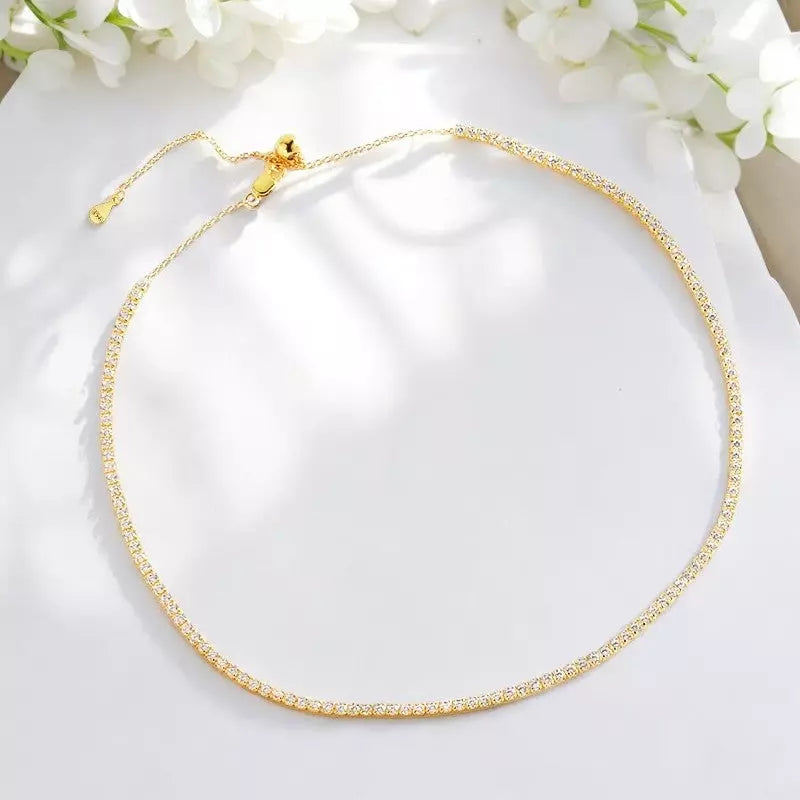 Moissanite Tennis Necklace - Adjustable Choker Chain - Ornalux