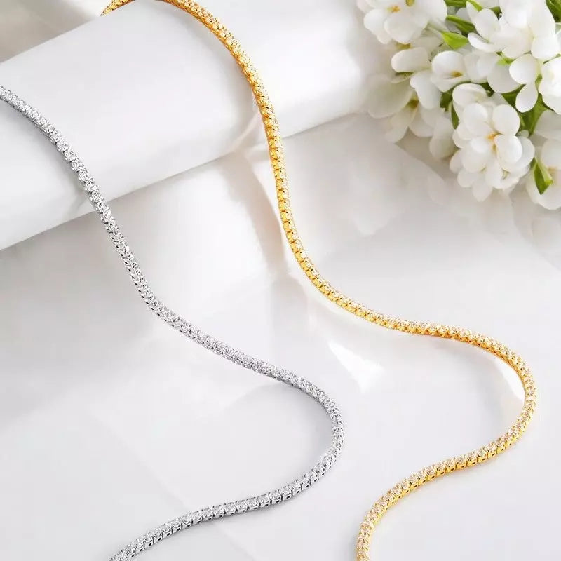 Moissanite Tennis Necklace - Adjustable Choker Chain - Ornalux