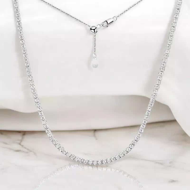 Moissanite Tennis Necklace - Adjustable Choker Chain - Ornalux