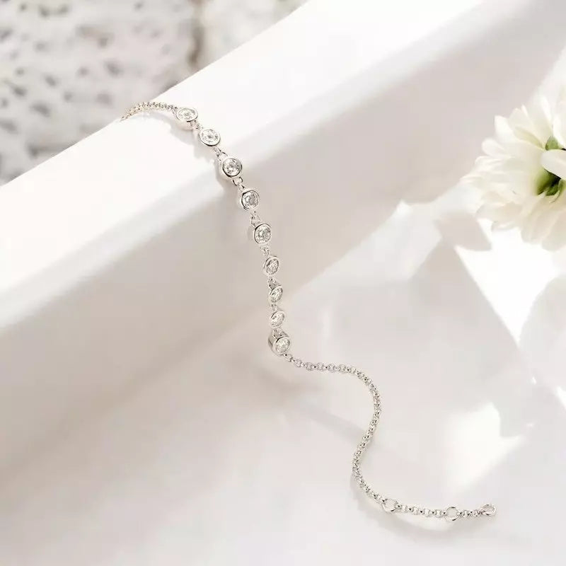 0.9Cttw Charms Round Full Moissanite Diamond Bracelet - Ornalux