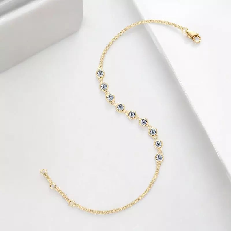 0.9Cttw Charms Round Full Moissanite Diamond Bracelet - Ornalux