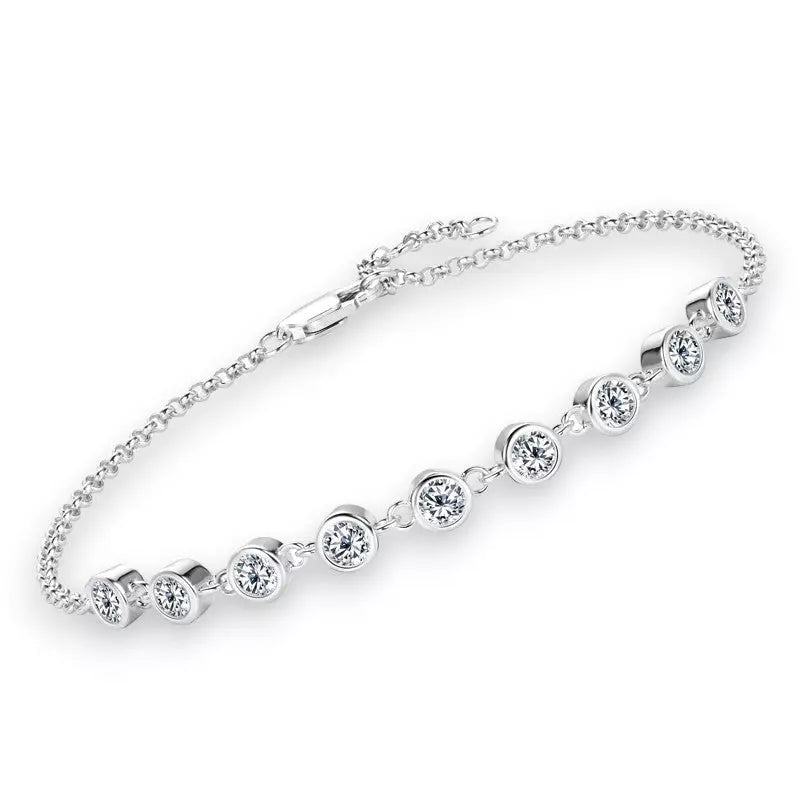 0.9Cttw Charms Round Full Moissanite Diamond Bracelet - Ornalux