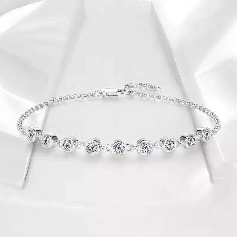 0.9Cttw Charms Round Full Moissanite Diamond Bracelet - Ornalux