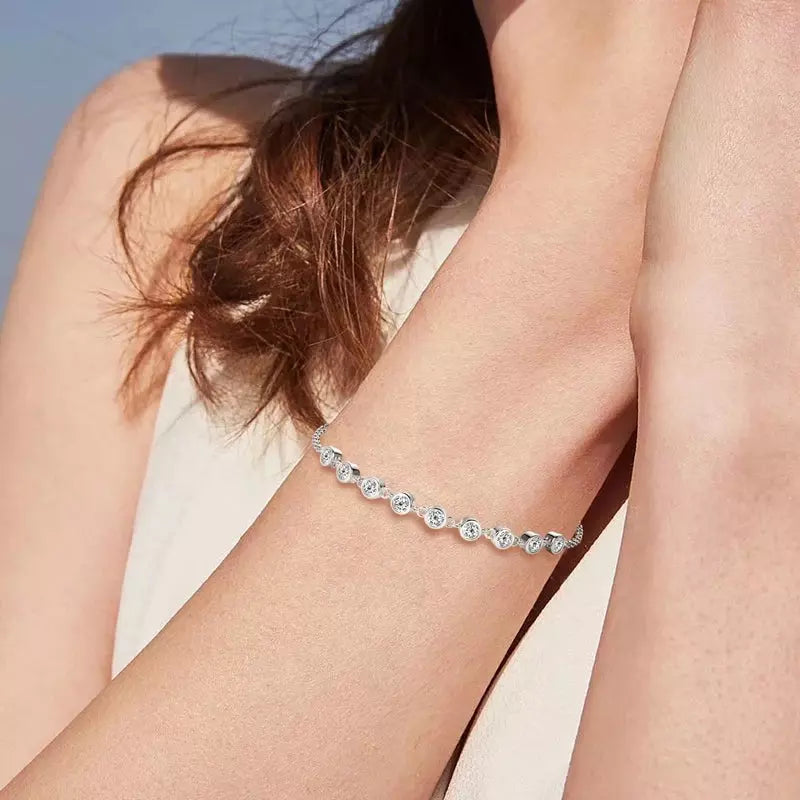 0.9Cttw Charms Round Full Moissanite Diamond Bracelet - Ornalux