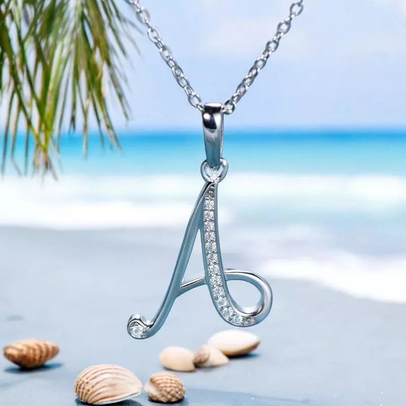 Initial Name Moissanite Pendent Necklace | A-Z Letters - Ornalux