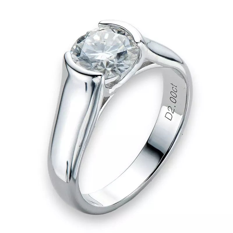 2Ct Moissanite Diamond Solitaire Ring - Ornalux
