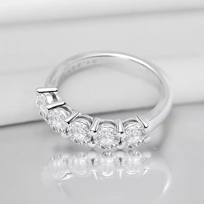 1.5CT Moissanite Diamond Wedding Band Ring - 5 stones - Ornalux