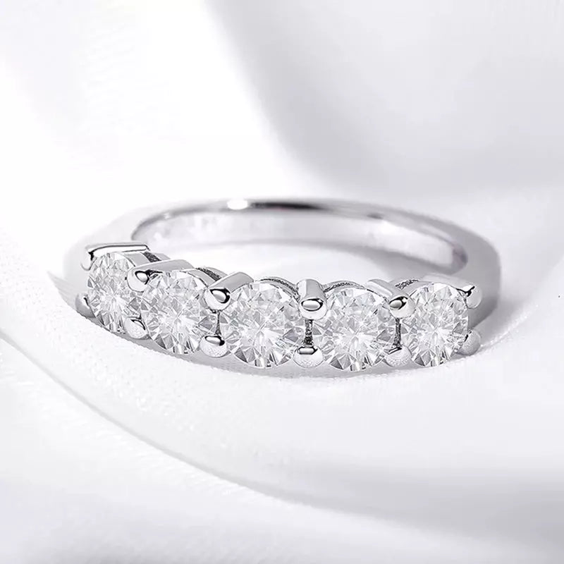 1.5CT Moissanite Diamond Wedding Band Ring - 5 stones - Ornalux