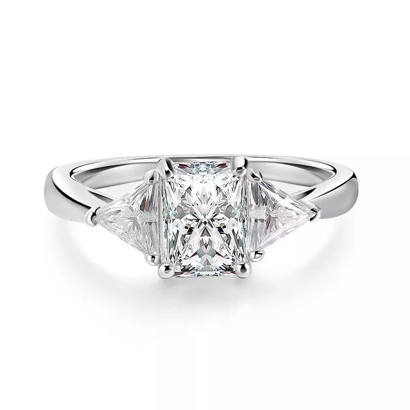 3Ct Full Moissanite Wedding Ring - Radiant & Emerald - Ornalux