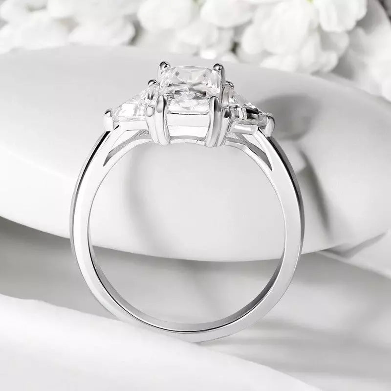 3Ct Full Moissanite Wedding Ring - Radiant & Emerald - Ornalux