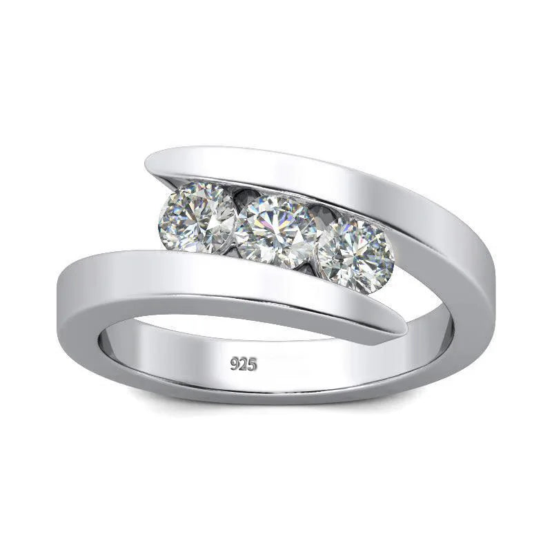 Luxury 3 Stone Moissanite Engagement Ring - Ornalux