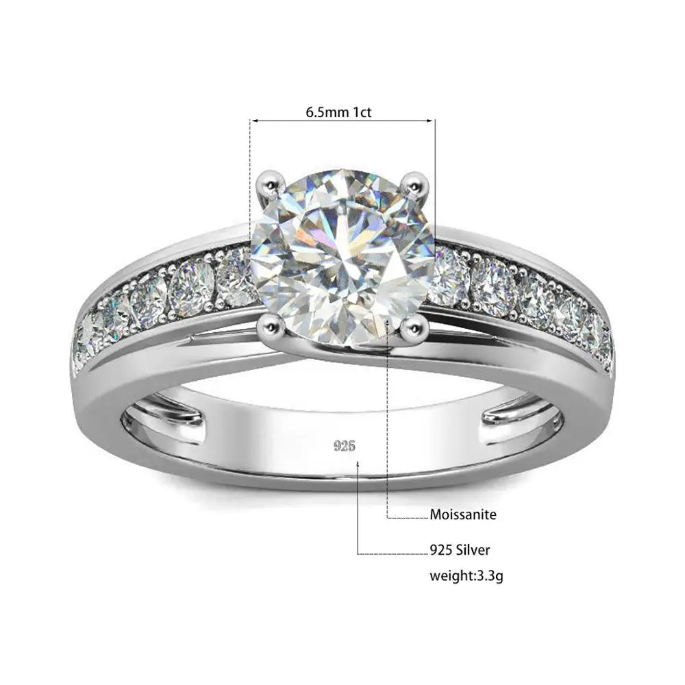 Sparkling 1 Carat Moissanite Ring - 925 Sterling Silver - Ornalux