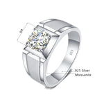 2 Carat Moissanite Men's Ring White Gold Plated - Ornalux